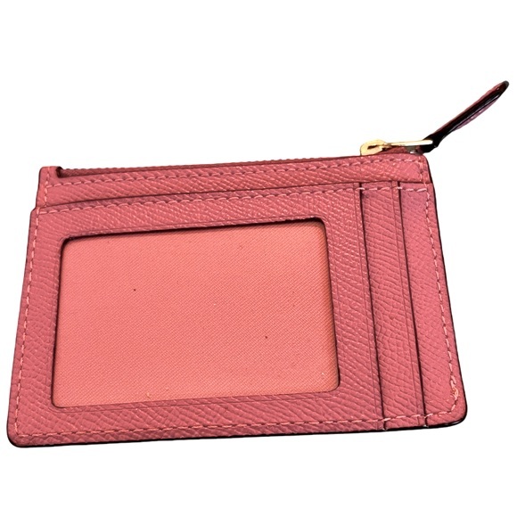Coach Mini ID Holder with Keychain Ring Pink Saffiano Leather Gold Hardware EUC - Picture 4 of 11
